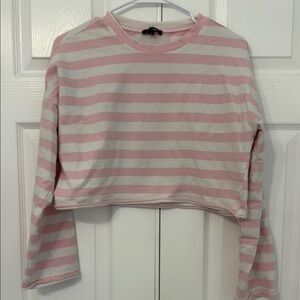 Pink and White Striped Cropped Top